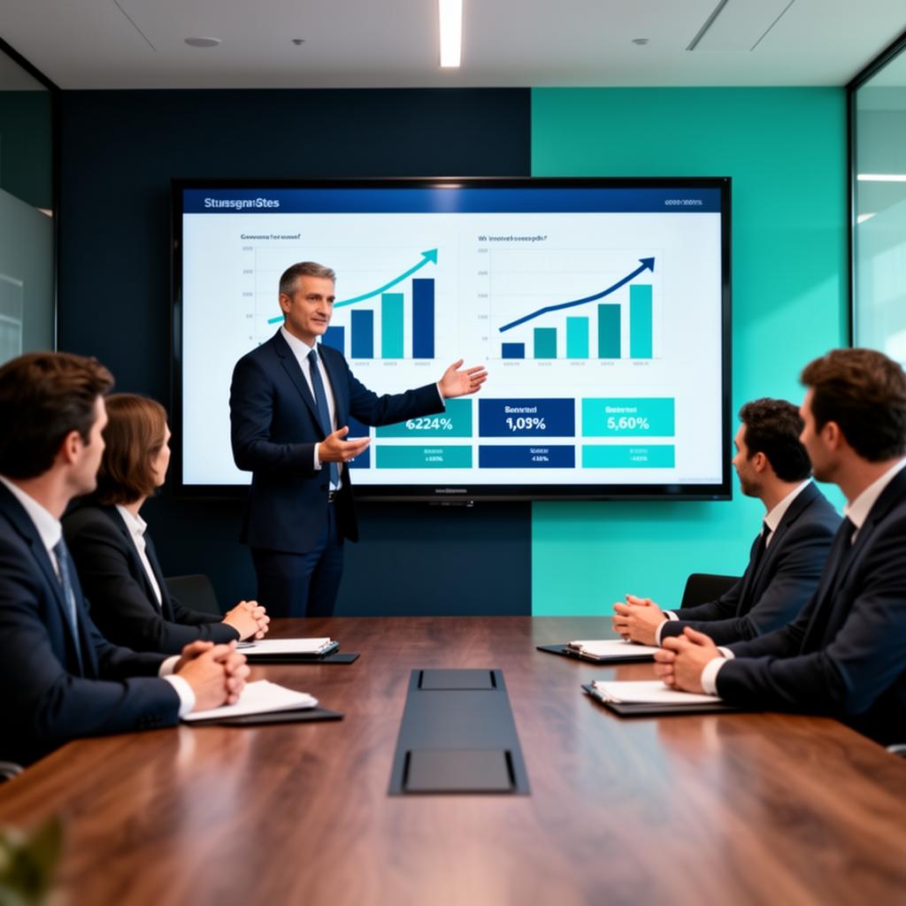 CFO presenting growth forecasts in a modern boardroom